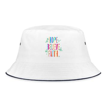 Hope Trust Faith Motivation Pattern - Bucket Hat - white/navy - Front