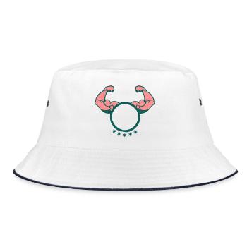 arm arm muscle bodybuilding logo2 - Bucket Hat - white/navy - Front