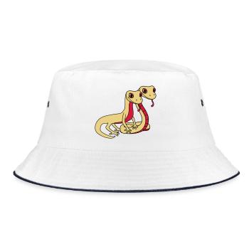 couple 2 friends team couples love face snake - Bucket Hat - white/navy - Front