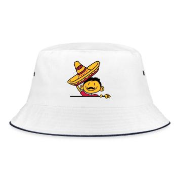 gruessen sombrero mexikaner mexikanisch suedamerik - Bucket Hat - Weiß/Navy - Vorne