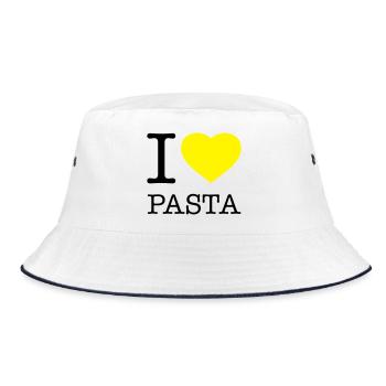 I LOVE PASTA Makkaroni Nudeln - Bucket Hat - Weiß/Navy - Vorne