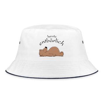 knuffiger Braunbär will entspannen - Bucket Hat - Weiß/Navy - Vorne