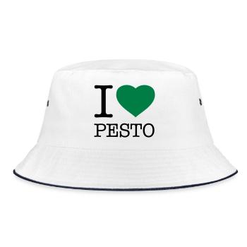 I LOVE PESTO Basilikum - Bucket Hat - Weiß/Navy - Vorne