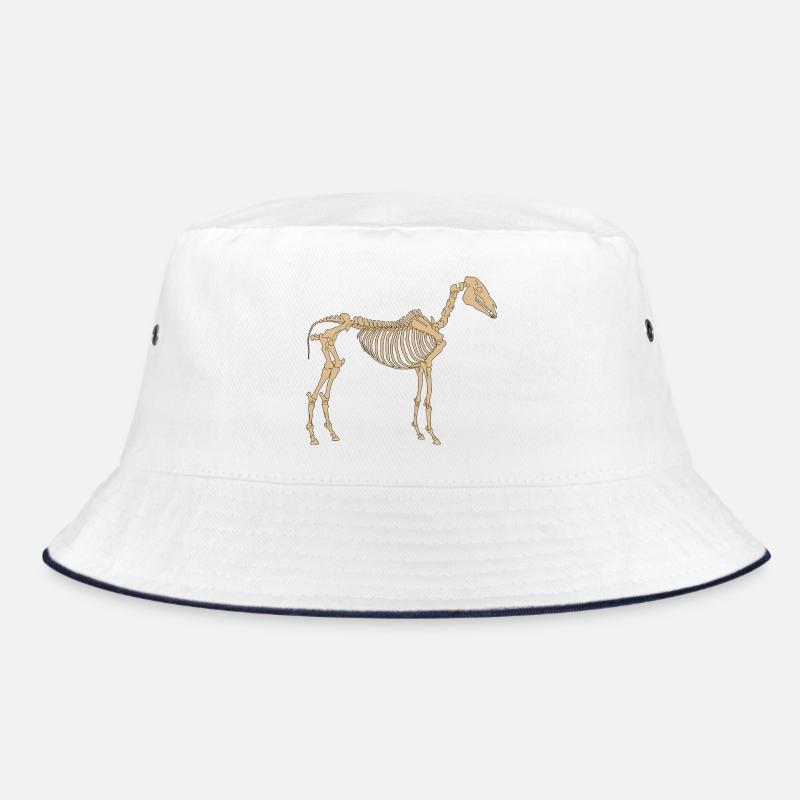 Paläolithisches Skelettpferd - Bucket Hat - Weiß/Navy