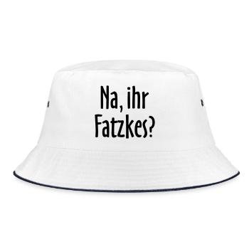 Lustiger Berlin Spruch: Na, ihr Fatzkes? - Bucket Hat - Weiß/Navy - Vorne