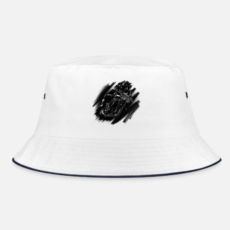 Motorrad - Bucket Hat - Weiß/Navy