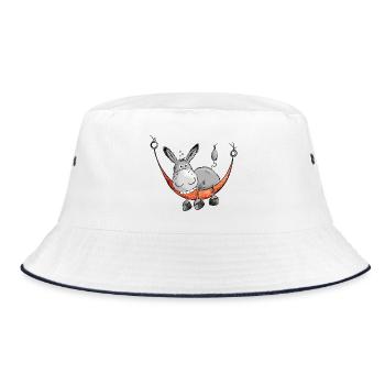 Relaxing Donkey - Comic - Cartoon - Bucket Hat - white/navy - Front