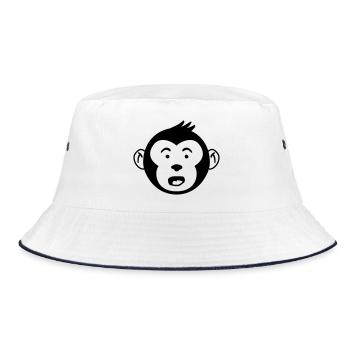 Cute Monkey Head – Funny Monkey Design - Bucket Hat - white/navy - Front