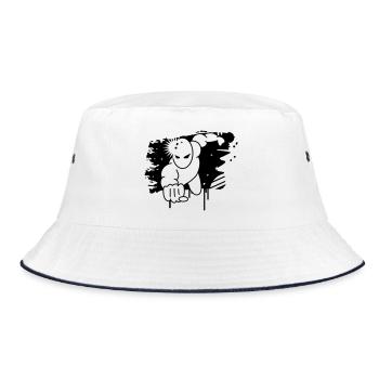 Superheld Graffiti - Bucket Hat - Weiß/Navy - Vorne