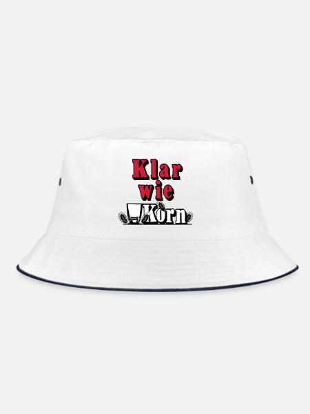 Korn , Party , Weizenkorn ,Klar wie Korn (25) - Bucket Hat - Weiß/Navy - Vorne