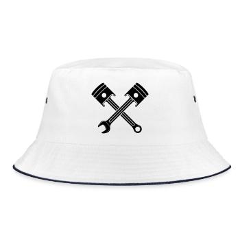 Engine piston key crossed - Bucket Hat - white/navy - Front