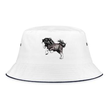 Pferdepower - Bucket Hat - Weiß/Navy - Vorne