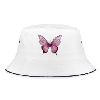 Zartrosa Aquarell Schmetterling - Bucket Hat - Weiß/Navy - Vorne