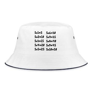 Multiplication tables of five - Bucket Hat - white/navy - Front