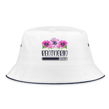 Rentnerin Loading Blumen - Bucket Hat - Weiß/Navy - Vorne