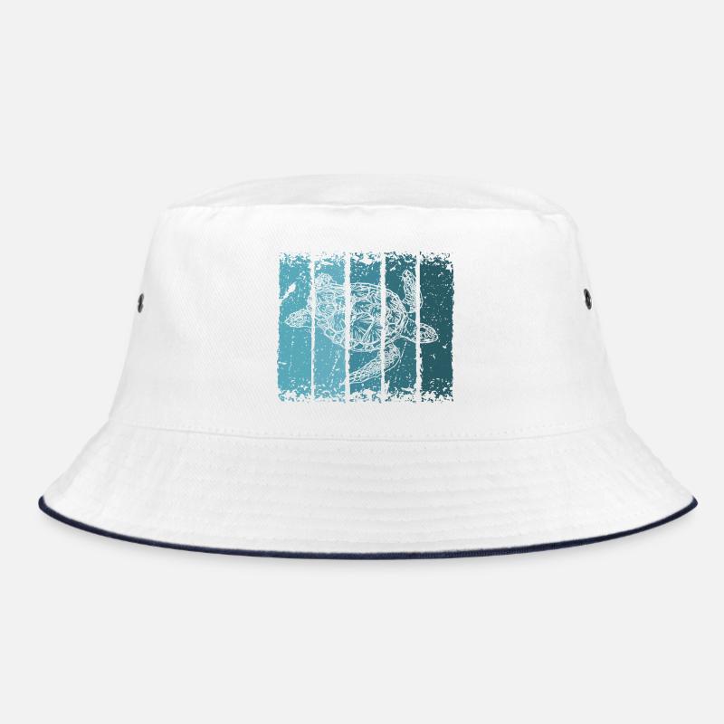 Schildkröte - Bucket Hat - Weiß/Navy