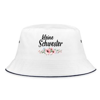 Blumenmuster mit Pastellakzenten - Bucket Hat - Weiß/Navy - Vorne