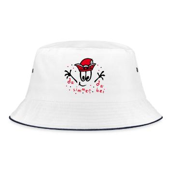 Fasching mit Konfetti, Karneval - Bucket Hat - Weiß/Navy - Vorne