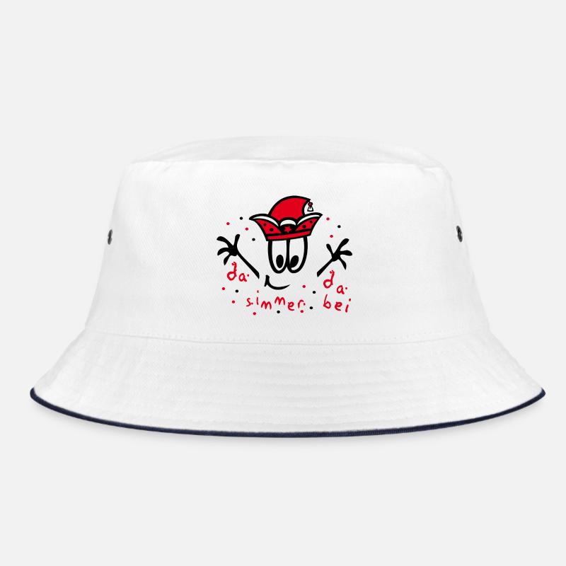 Fasching mit Konfetti, Karneval - Bucket Hat - Weiß/Navy