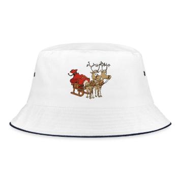 Der Schlitten des Weihnachtsmanns mit zwei Rentieren. - Bucket Hat - Weiß/Navy - Vorne