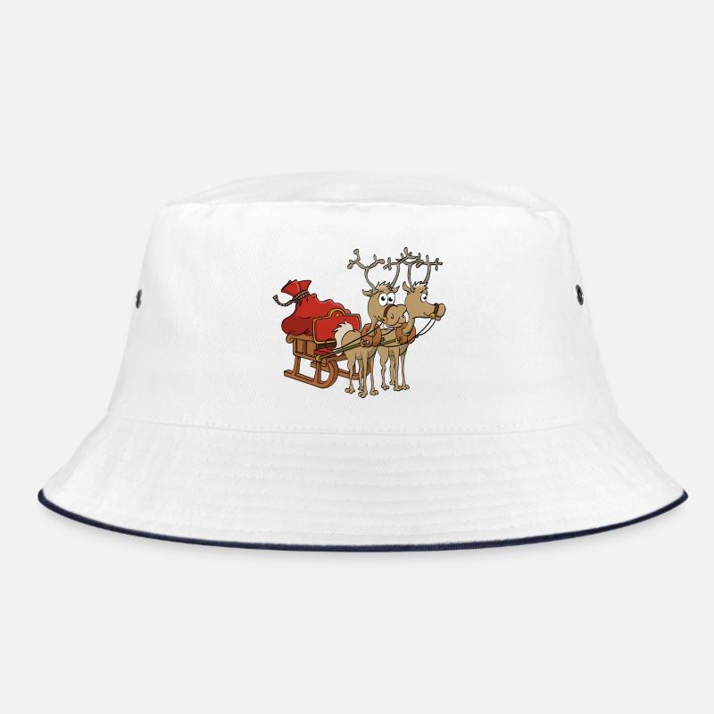 Santa's sleigh with two reindeer. Bucket Hat