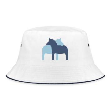 Dalapferd Paar hellblau dunkelblau Pferde Liebe - Bucket Hat - Weiß/Navy - Vorne