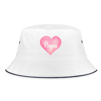 Du wirst Papa Herz - Bucket Hat - Weiß/Navy - Vorne