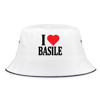 T-shirt J’adore Basile t-shirt idée cadeau - Bob - blanc/marine - Devant
