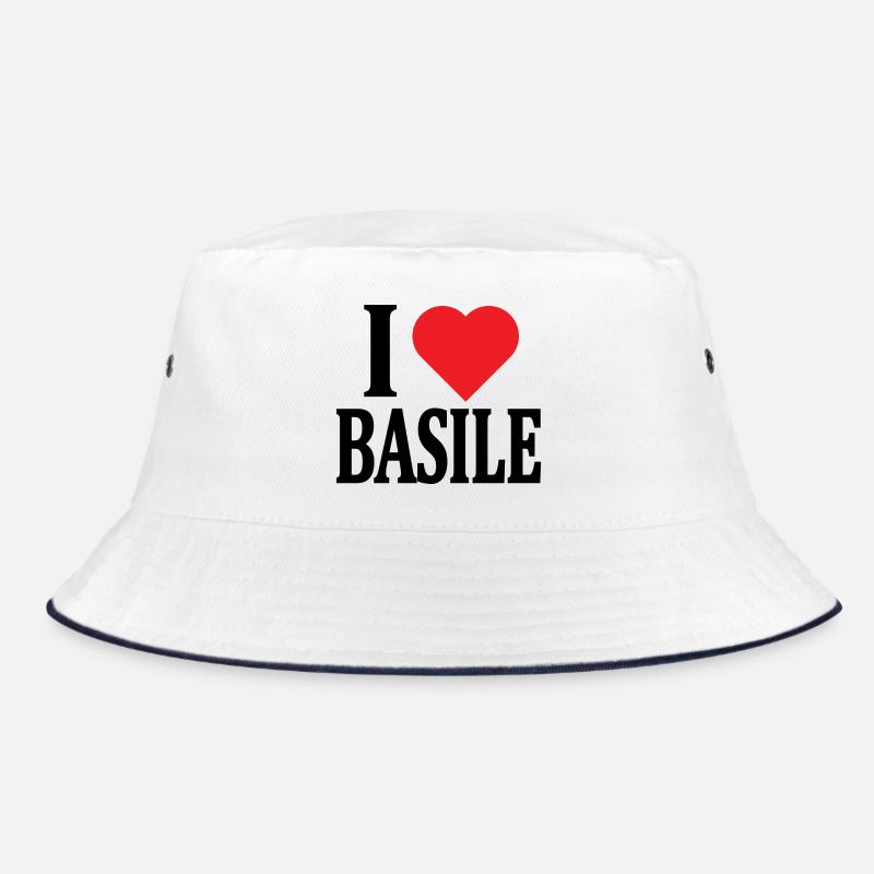 T-Shirt Ich liebe Basile T-Shirt Geschenkidee - Bucket Hat - Weiß/Navy