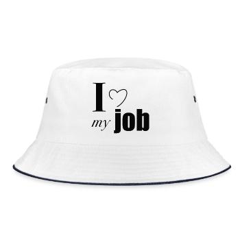 I love my job - Bucket Hat - Weiß/Navy - Vorne