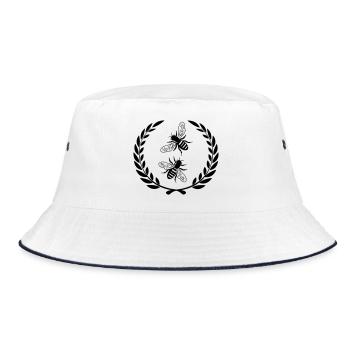 Bienen im Lorbeerkranz - Bucket Hat - Weiß/Navy - Vorne
