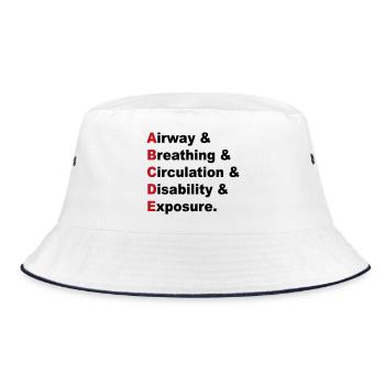 ABCDE Regel - Bucket Hat - Weiß/Navy - Vorne