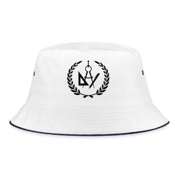 Architekten- oder Designerwerkzeuge im Lorbeerkranz - Bucket Hat - Weiß/Navy - Vorne