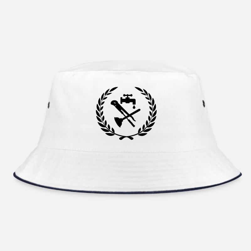 Tools for plumber in laurel wreath. Bucket Hat