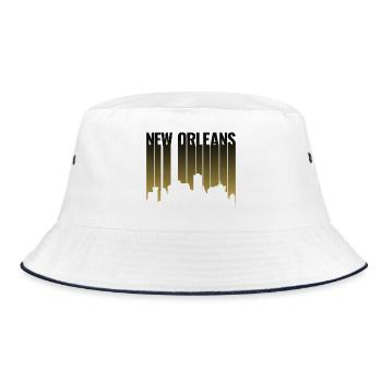 New Orleans Skyline Gradient Night - Bucket Hat - white/navy - Front