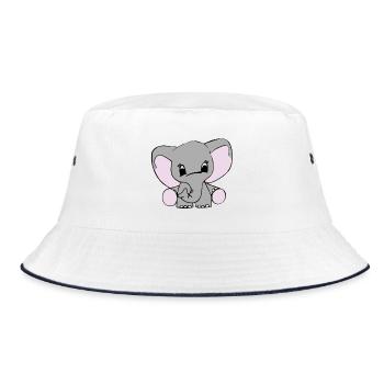 Elephant with Big Ears – Nursery Motif - Bucket Hat - white/navy - Front