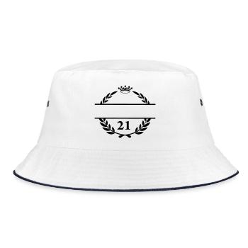 Lauwerkrans name banner with number 21 - Bucket Hat - white/navy - Front