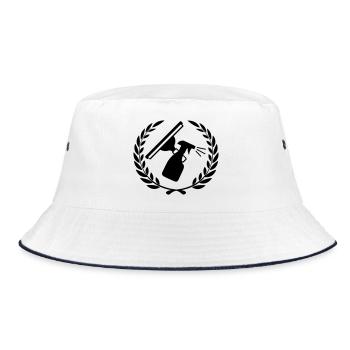 Window washer logo with laurel wreath - Bucket Hat - white/navy - Front