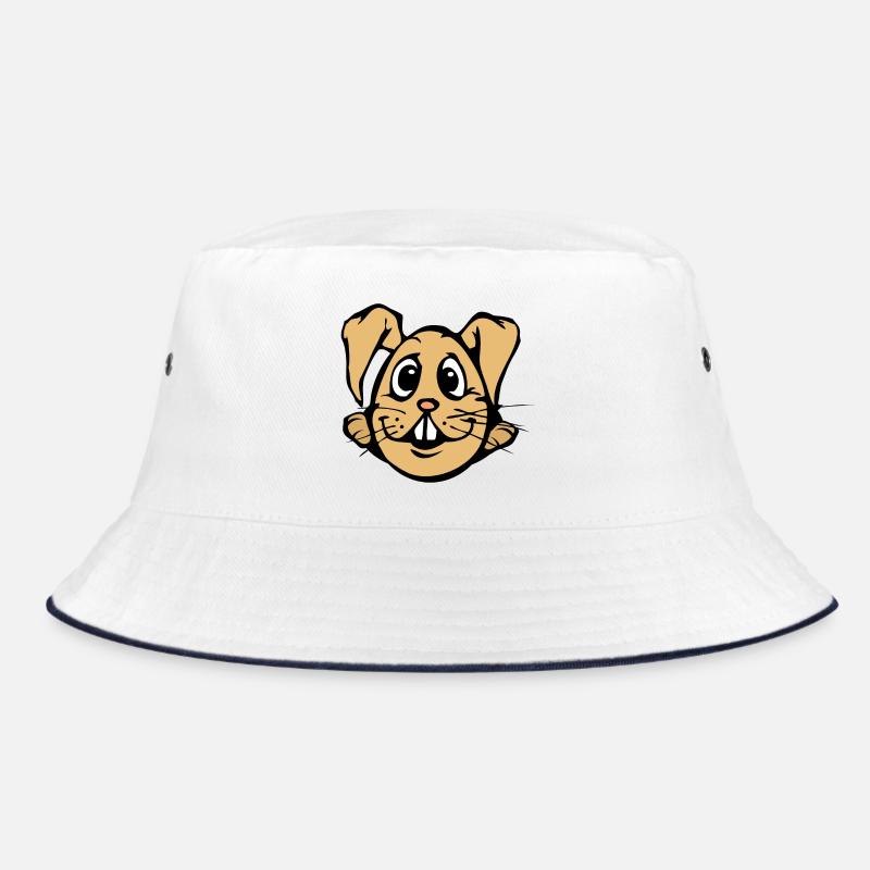 Hasi ! comic Hase Ei lustig Eierkopf Ostern  - Bucket Hat - Weiß/Navy