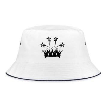 Crown with stars - Bucket Hat - white/navy - Front