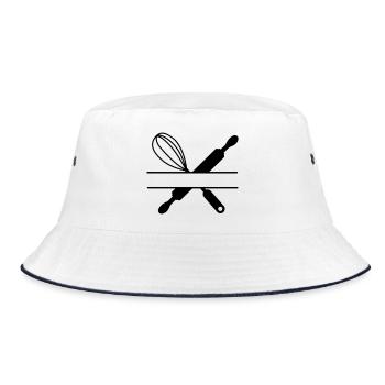 Banner text rolling pin and whisk - Bucket Hat - white/navy - Front