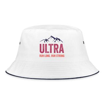 Ultra Running - Run Long. Run Strong. - Bucket Hat - white/navy - Front