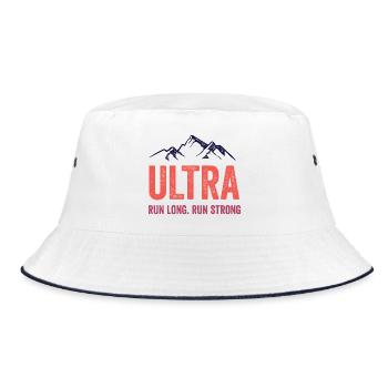 Ultra Running - Lauf lang. Lauf stark. - Bucket Hat - Weiß/Navy - Vorne