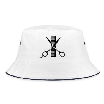Scissors crossed with comb - Bucket Hat - white/navy - Front
