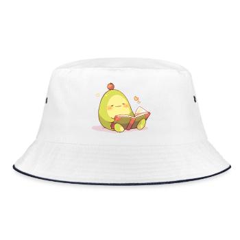 Avocado Reading Hero – Cuddling Book Time - Bucket Hat - white/navy - Front