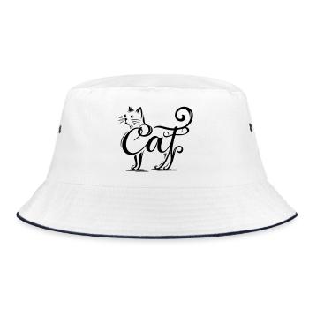 Feline Overlay - Fused Cat - Bucket Hat - white/navy - Front