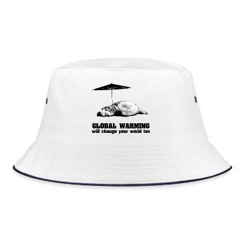 Globale Erwärmung / Klimawandel / Global Warming - Bucket Hat - Weiß/Navy - Vorne