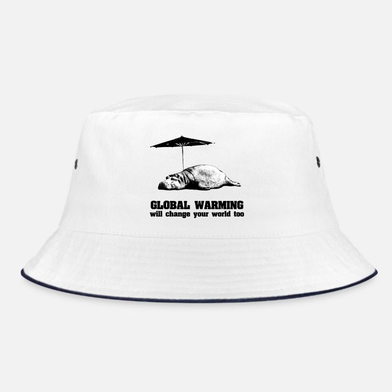 Globale Erwärmung / Klimawandel / Global Warming - Bucket Hat - Weiß/Navy