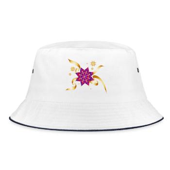 wunderschöne Geschenkschleife für Weihnachten - Bucket Hat - Weiß/Navy - Vorne