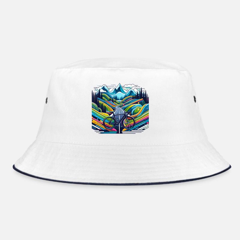 Rennrad, Straße, Berg - Bucket Hat - Weiß/Navy